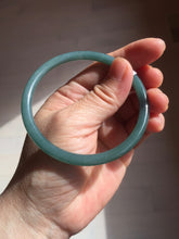 Load image into Gallery viewer, 59.5mm Certified Type A 100% Natural dark green/blue/gray Guatemala slim round cut Jadeite bangle BP194-2462