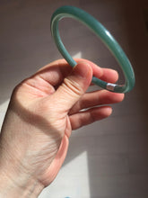Load image into Gallery viewer, 59.5mm Certified Type A 100% Natural dark green/blue/gray Guatemala slim round cut Jadeite bangle BP194-2462