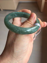 Load image into Gallery viewer, 55.8mm Certified Type A 100% Natural Light Green/Blue/Gray With Flying Snow Guatemala Jadeite Bangle PH265-1247