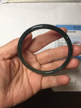 Load image into Gallery viewer, 57mm Certified Type A 100% Natural icy watery light green/blue/gray with flying snow Guatemala slim round cut Jadeite bangle BG197-2487