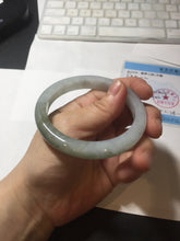 Load image into Gallery viewer, 56.8mm Certified 100% natural Type A icy watery oily dark green/gray(淡油青) jadeite jade bangle PB174-0353