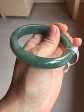 Load image into Gallery viewer, 55.8mm Certified Type A 100% Natural Light Green/Blue/Gray With Flying Snow Guatemala Jadeite Bangle PH265-1247