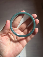 Load image into Gallery viewer, 59.5mm Certified Type A 100% Natural dark green/blue/gray Guatemala slim round cut Jadeite bangle BP194-2462