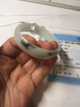 Load image into Gallery viewer, 52.5mm Certificated Type A100% green/white thin Jadeite Jade bangle F10-1164