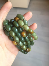 Load image into Gallery viewer, 100% Natural 12x9mm green/yellow olives shape nephriteJade bead bracelet group HE92