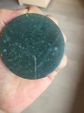 Load image into Gallery viewer, 51.8mm 100% natural blue/black/gray with fly snow Guatemala jadeite jade Guanyin (观音) safe and sound pendant/worry stone/decor BK111
