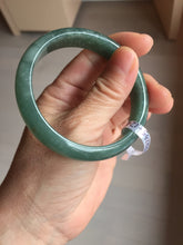 Load image into Gallery viewer, 55.8mm Certified Type A 100% Natural Light Green/Blue/Gray With Flying Snow Guatemala Jadeite Bangle PH265-1247