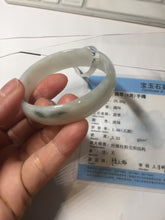 Load image into Gallery viewer, 52.5mm Certificated Type A100% green/white thin Jadeite Jade bangle F10-1164