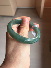 Load image into Gallery viewer, 55.8mm Certified Type A 100% Natural Light Green/Blue/Gray With Flying Snow Guatemala Jadeite Bangle PH265-1247