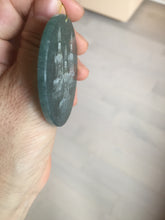 Load image into Gallery viewer, 51.8mm 100% natural blue/black/gray with fly snow Guatemala jadeite jade Guanyin (观音) safe and sound pendant/worry stone/decor BK111
