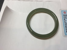 Load image into Gallery viewer, 53mm Certified 100% Natural light green yellow gray Deep Lake Water Green Nephrite Bangle HN178-6937