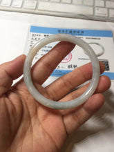 Load image into Gallery viewer, 56mm Certified Type A 100% Natural light green purple slim round cut Jadeite bangle PB175-9123