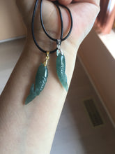 Load image into Gallery viewer, 100% Natural Type A Icy Watery Dark Green Blue-Gray Jadeite Jade 3D Fish Guatemala Pendant Add-On Item PC225