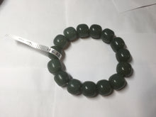 Load image into Gallery viewer, 100% Natural 13.8x13mm green/yellow/brown/blue/gray vintage style nephrite Jade bead man bracelet HF22