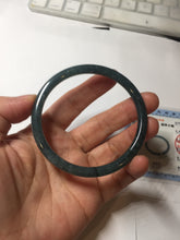 Load image into Gallery viewer, 58.5mm Certified Type A 100% Natural dark green/blue/gray with flying snow Guatemala slim round cut Jadeite bangle BG205-8825