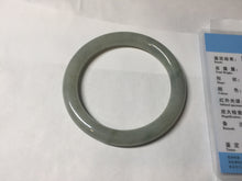 Load image into Gallery viewer, 55.5mm Certified type A 100% Natural light green gray round cut Jadeite bangle PD43-9583