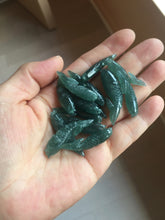 Load image into Gallery viewer, 100% Natural Type A Icy Watery Dark Green Blue-Gray Jadeite Jade 3D Fish Guatemala Pendant Add-On Item PC225