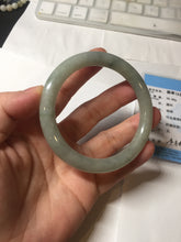 Load image into Gallery viewer, 55.5mm Certified type A 100% Natural light green gray round cut Jadeite bangle PD43-9583