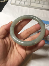 Load image into Gallery viewer, 55.5mm Certified type A 100% Natural light green gray round cut Jadeite bangle PD43-9583