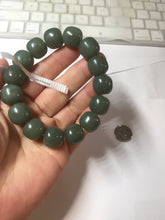 Load image into Gallery viewer, 100% Natural 13.8x13mm green/yellow/brown/blue/gray vintage style nephrite Jade bead man bracelet HF22