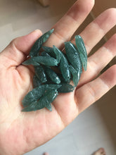 Load image into Gallery viewer, 100% Natural Type A Icy Watery Dark Green Blue-Gray Jadeite Jade 3D Fish Guatemala Pendant Add-On Item PC225