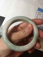 Load image into Gallery viewer, 54.5mm Certified 100% natural Type A sunny green/white chubby jadeite jade bangle BK96-0319
