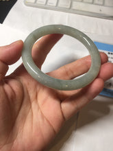Load image into Gallery viewer, 55.5mm Certified type A 100% Natural light green gray round cut Jadeite bangle PD43-9583