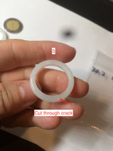 Load image into Gallery viewer, 20.2mm size 10 1/2 100% natural type A green/white jadeite jade band ring G105- 10 1/2