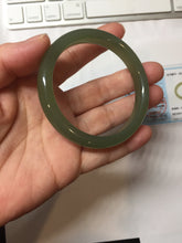 Load image into Gallery viewer, 53mm Certified 100% Natural light green yellow gray Deep Lake Water Green Nephrite Bangle HN178-6937