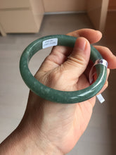 Load image into Gallery viewer, 61.4mm Certified Type A 100% Natural Light Green/Blue/Gray With Flying Snow Guatemala Jadeite Bangle PH266-1243