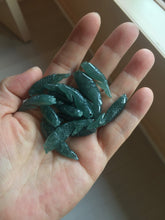 Load image into Gallery viewer, 100% Natural Type A Icy Watery Dark Green Blue-Gray Jadeite Jade 3D Fish Guatemala Pendant Add-On Item PC225