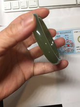 Load image into Gallery viewer, 53mm Certified 100% Natural light green yellow gray Deep Lake Water Green Nephrite Bangle HN178-6937