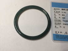 Load image into Gallery viewer, 60.6mm Certified Type A 100% Natural dark green blue gray black slim round cut Guatemala Jadeite bangle PC187-0783