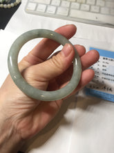 Load image into Gallery viewer, 55.5mm Certified type A 100% Natural light green gray round cut Jadeite bangle PD43-9583