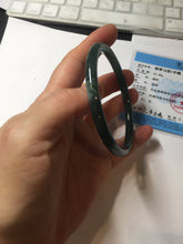 Load image into Gallery viewer, 60.6mm Certified Type A 100% Natural dark green blue gray black slim round cut Guatemala Jadeite bangle PC187-0783