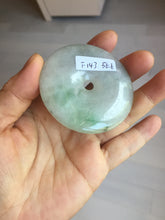 Load image into Gallery viewer, 56.6mm 100% Natural sunny green/purple/gray jadeite Jade big Safety Guardian Button(donut) Pendant/worry stone F143