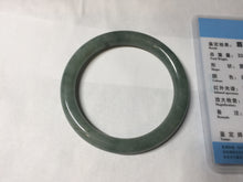Load image into Gallery viewer, 54.5mm Certified type A 100% Natural dark green gray round cut Jadeite bangle PD44-9590