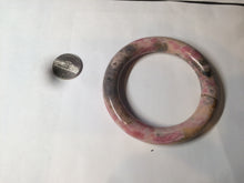 Load image into Gallery viewer, 55.8mm 100% natural pink/black/brown/yellow chubby round cut rose stone (Rhodonite) bangle SY48