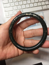 Load image into Gallery viewer, 59mm 100% Natural Dark Green/Black Meteorite Starry Night Sky Galaxy Nephrite Bangle HN179-0578