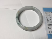 Load image into Gallery viewer, 55.4mm certified Type A 100% Natural light purple with green floating flowers Jadeite Jade bangle AU11-1260