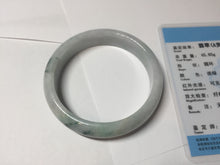 Load image into Gallery viewer, 55.4mm certified Type A 100% Natural light purple with green floating flowers Jadeite Jade bangle AU11-1260