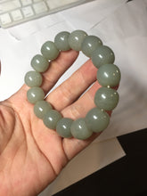 Load image into Gallery viewer, 14x13mm 100% Natural light green/gray vintage style nephrite Jade bead bracelet HF28