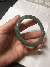 Load image into Gallery viewer, 54.5mm Certified type A 100% Natural dark green gray round cut Jadeite bangle PD44-9590