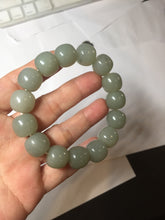 Load image into Gallery viewer, 14x13mm 100% Natural light green/gray vintage style nephrite Jade bead bracelet HF28