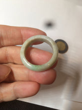 Load image into Gallery viewer, 21mm 100% natural type A sunny green/white jadeite jade band ring G105-11 1/2