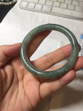 Load image into Gallery viewer, 54.5mm Certified type A 100% Natural dark green gray round cut Jadeite bangle PD44-9590