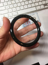 Load image into Gallery viewer, 59mm 100% Natural Dark Green/Black Meteorite Starry Night Sky Galaxy Nephrite Bangle HN179-0578
