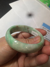 Load image into Gallery viewer, 50.5mm Certified Type A 100% Natural sunny apple green/brown oval Jadeite Jade bangle AZ134-1459