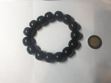 Load image into Gallery viewer, 100% Natural 14x12.5mm dark green/black/brown vintage style nephrite Jade bead bracelet HE97