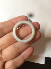 Load image into Gallery viewer, 21mm 100% natural type A sunny green/white jadeite jade band ring G105-11 1/2